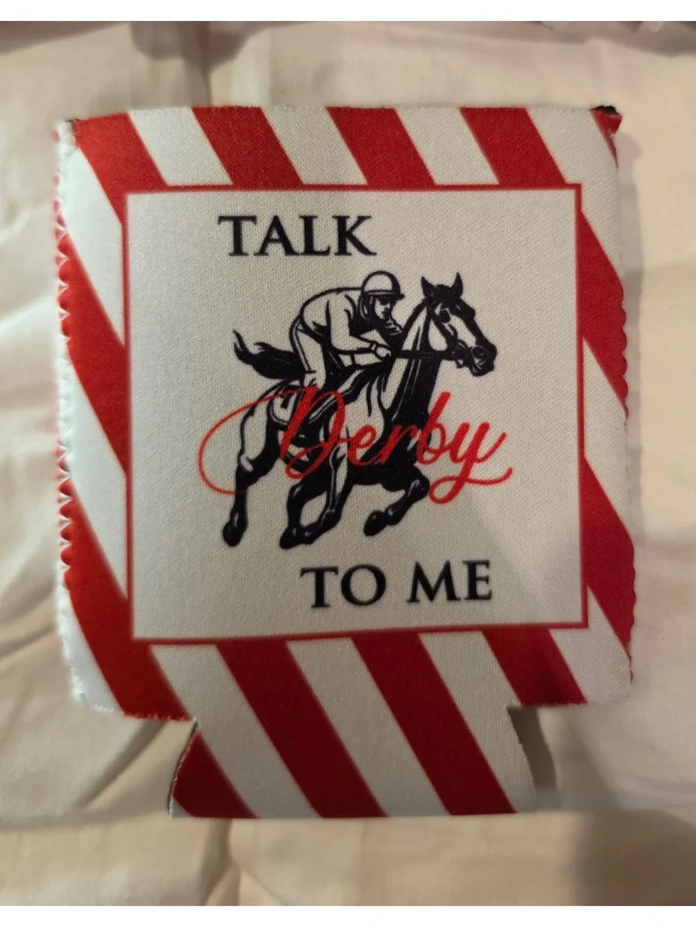 Talk Derby To Me Red & White Can Cooler set of 18 new in box
